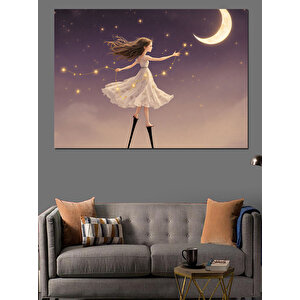 Ay Ve Çocuk Dekoratif Kanvas - Mdf Ahşap Tablo