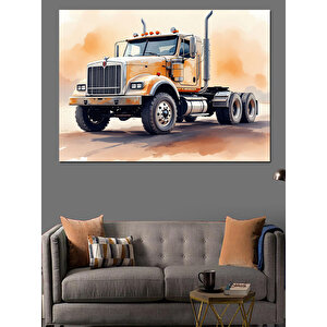 Büyük Sarı Kamyon Dekoratif Kanvas - Mdf Ahşap Tablo
