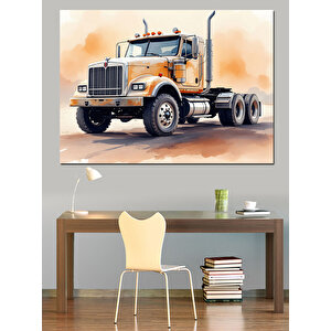 Büyük Sarı Kamyon Dekoratif Kanvas - Mdf Ahşap Tablo 50x70 cm