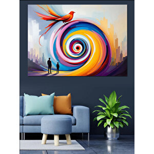 Renkli Döngüsel Sanat Dekoratif Kanvas - Mdf Ahşap Tablo 50x70 cm