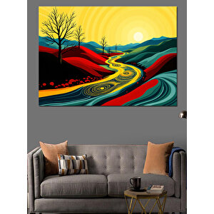 Soyut Renkli Yol Dekoratif Kanvas - Mdf Ahşap Tablo