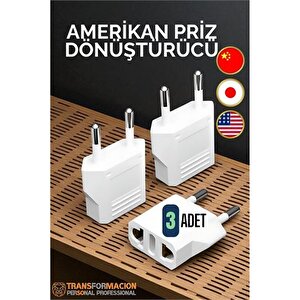 Modacar Amerikan Fişi Dönüştürücü - Amerikan Priz Adaptörü 3 Adet