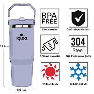 Çelik Termos - Igloo - Powder - 900ml - Duman Mavi - 205788
