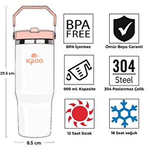 Çelik Termos - Igloo - Powder - 900ml - Beyaz/somon - 205788