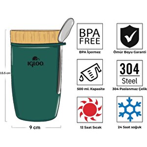 Çelik Yemek Termos - Igloo - Bamboo - 500 Ml - Yeşil - 205789