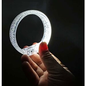 Beyaz-gümüş Led Işıklı Baskı Yapılabilen Pilli Bileklik Bilezik 1,5 Cm Genişlik