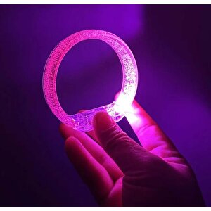 Pembe Led Işıklı Baskı Yapılabilen Pilli Bileklik Bilezik 1,5 Cm Genişlik