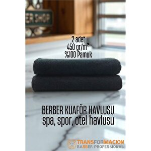 Modacar Kuaför Berber Havlusu 2 Adet Pamuk Berber Havlusu 50x90 Siyah
