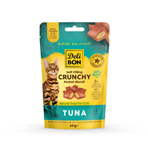 Delibon Crunchy Tunalı İçi Dolgulu Kedi Ödül Bisküvisi 60 Gr