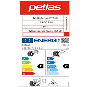 195/50 R16 Tl 88v Reinf. Multi Action Pt565 Dört Mevsim Oto Lastiği (üretim Tarihi:2025)