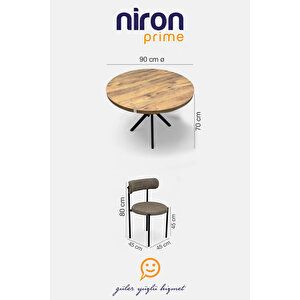 Niron Elisa Masa Takımı - Ceviz Renk, Ahtapot Ayaklı, 4 Sandalyeli Modern Tasarım