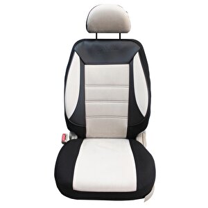 Hyundai Loniq  Uyumlu Tay Tüyü Oto Koltuk Kılıfı Bej-Siyah