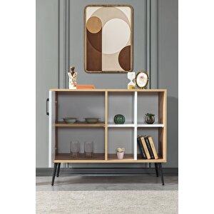 4111 Şile Metal Ayaklı Metal Kulplu 100 Cm Konsol - Tv Ünitesi - Yemek Odası - Kahve Köşesi Beyaz