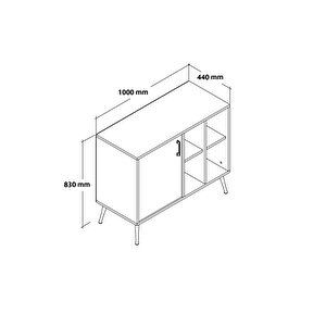 4111 Şile Metal Ayaklı Metal Kulplu 100 Cm Konsol - Tv Ünitesi - Yemek Odası - Kahve Köşesi Beyaz