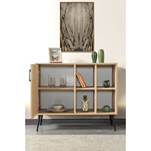 4108 Şile Metal Ayaklı Metal Kulplu 100 Cm Konsol - Tv Ünitesi - Yemek Odası - Kahve Köşesi Safir
