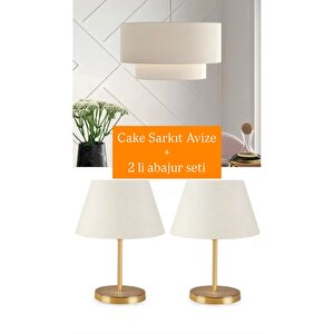 Modern Sarkıt Abajur Avize Ve 2 Li Yatak Odası Abajur Salon Komodin Seti 3 Lü Paket
