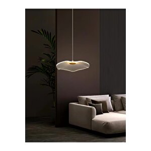 Modern Lotus Tekli Sarkıt Avize French Gold Sarı Power Led Avize Warm White