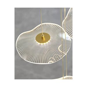 Modern Lotus Tekli Sarkıt Avize French Gold Sarı Power Led Avize Warm White