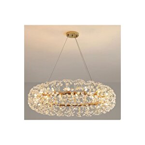 Luxury Exclusive Collection Modern Kristal Taşlı Sarkıt Avize Gold Sarı 80 Cm Çap