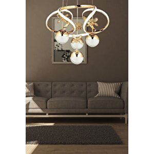 Dimmerli Kumandalı 3 Renk Modern Kristal Taşlı Salon Mutfak Oturma Odası Avize Gold Sarı Led Avize
