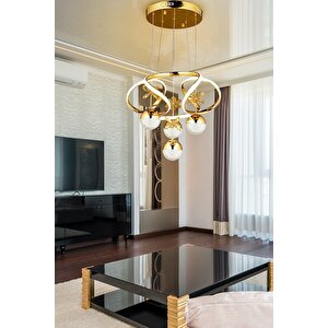 Dimmerli Kumandalı 3 Renk Modern Kristal Taşlı Salon Mutfak Oturma Odası Avize Gold Sarı Led Avize