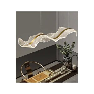 Luxury Gold Sarı Kademeli 3 Renk Işıklı Elegance Led Avize Şık Görsellik Katar Special Edition