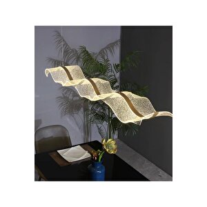 Luxury Gold Sarı Kademeli 3 Renk Işıklı Elegance Led Avize Şık Görsellik Katar Special Edition