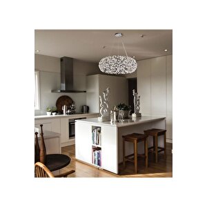 Luxury Collection Modern Tasarım Kristal Taşlı Sarkıt Avize 55 Cm Krom Gümüş