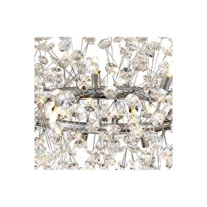 Luxury Collection Modern Tasarım Kristal Taşlı Sarkıt Avize 55 Cm Krom Gümüş