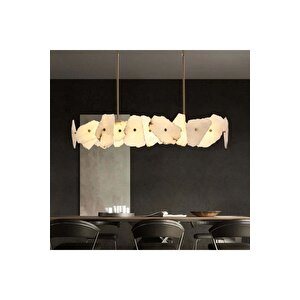 Luxury Exclusive Modern Marble Tasarım Ledli Mermer Avize Eskitme Gold Sarı Led Avize Elips 100 Cm