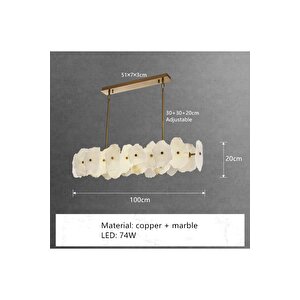 Luxury Exclusive Modern Marble Tasarım Ledli Mermer Avize Eskitme Gold Sarı Led Avize Elips 100 Cm