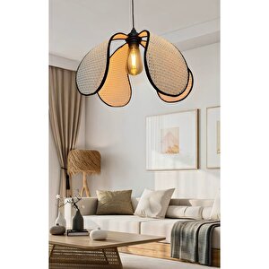 Modern Boheme Tasarım Çiçek Sarkıt Avize Hazeran Hasır Kumaşlı Evine Ferahlık Kat