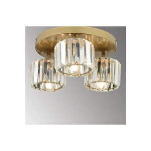 Modern Tasarım Kristal Taşlı Tavana Sıfır Üçlü Avize Salon Oturma Odası Mutfak Avizesi Eskitme Gold