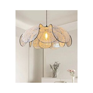 Modern Iskandinav Cozy Rose Çiçek Sarkıt Avize Tasarım Kumaş Salon Avizesi