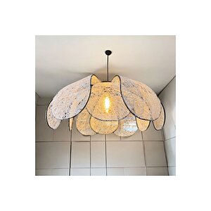 Modern Iskandinav Cozy Rose Çiçek Sarkıt Avize Tasarım Kumaş Salon Avizesi