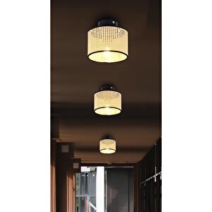 Modern Tavana Sıfır Rattan Iskandinav Doğal Hazeran Hasır Tekli Avize Boheme Tasarım Hol Antre Avize