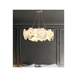 Luxury Exclusive Modern Marble Tasarım Ledli Mermer Avize Eskitme Gold Sarı Led Avize 60 Cm Çap