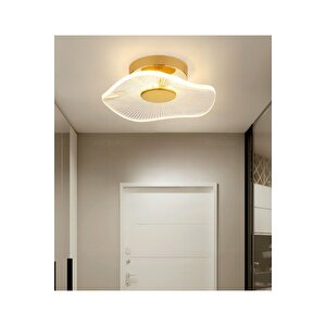Modern Plafonyer Lotus Tekli Tavan Avize French Gold Sarı Power Led Avize Warm White