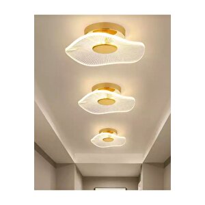 Modern Plafonyer Lotus Tekli Tavan Avize French Gold Sarı Power Led Avize Warm White