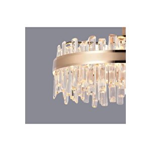 Luxury Modern Tasarım Kristal Taşlı Led Avize Crystal Ledli Gold Sarı 60 Cm