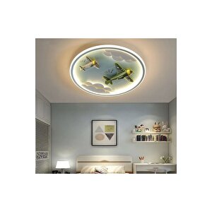 3 Renk Kumandalı Dimmer Özellikli Led Avize Uçak Sky Model Çocuk Odası Avize Mavi