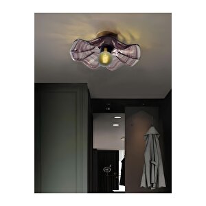 Luxury Modern Tasarım 1 Adet Lila Renkli Kristal Cam Flower Çiçek Tekli Tavan Avize Eskitme Gold