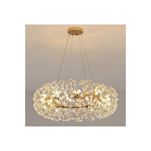 Luxury Collection Modern Kristal Taşlı Sarkıt Avize 60 Cm Gold Sarı