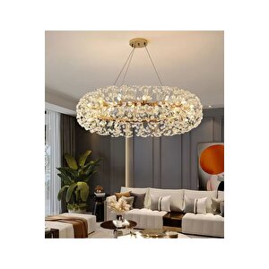 Luxury Collection Modern Kristal Taşlı Sarkıt Avize 60 Cm Gold Sarı