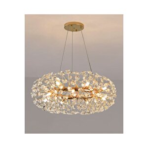 Luxury Collection Modern Kristal Taşlı Sarkıt Avize 60 Cm Gold Sarı