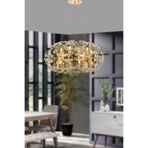 Luxury Collection Modern Kristal Taşlı Sarkıt Avize 60 Cm Gold Sarı