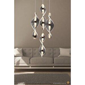 Dimmerli Kumandalı 3 Renk Modern Tasarım Lucca Dörtlü Sarkıt Led Avize Gold Sarı