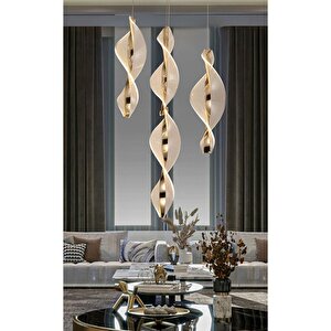 Dimmerli Kumandalı 3 Renk Modern Tasarım Lucca Dörtlü Sarkıt Led Avize Gold Sarı