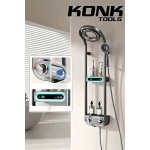 Konk Tools Dijital Led Ekranlı  Robot Duş Seti Lüks Şelale Ve Yağmur Duş Sistemi