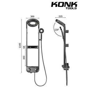 Konk Tools Dijital Led Ekranlı  Robot Duş Seti Lüks Şelale Ve Yağmur Duş Sistemi
